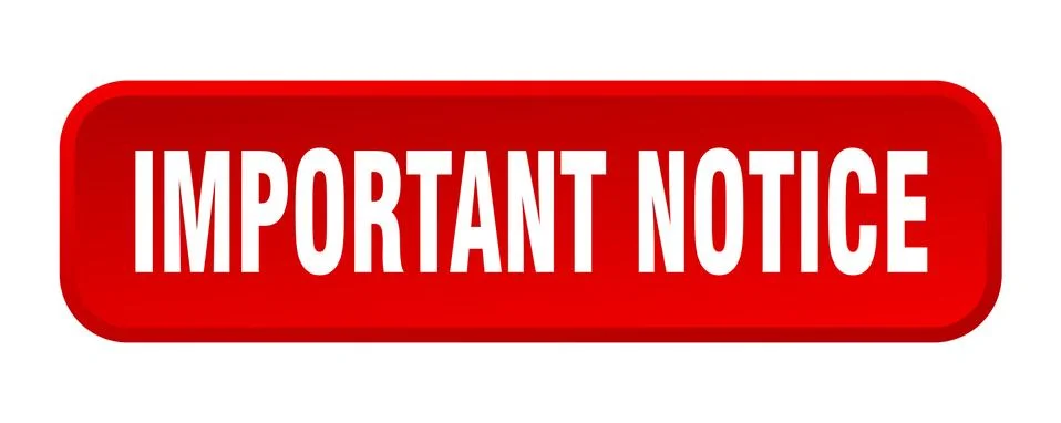 Important notice button. important notice square 3d push button Illustrazione stock
