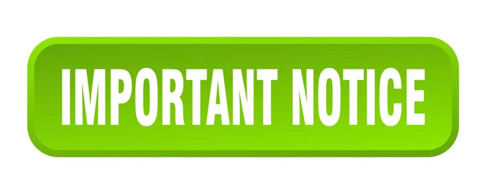 Important notice button. important notice square 3d push button Illustrazione stock