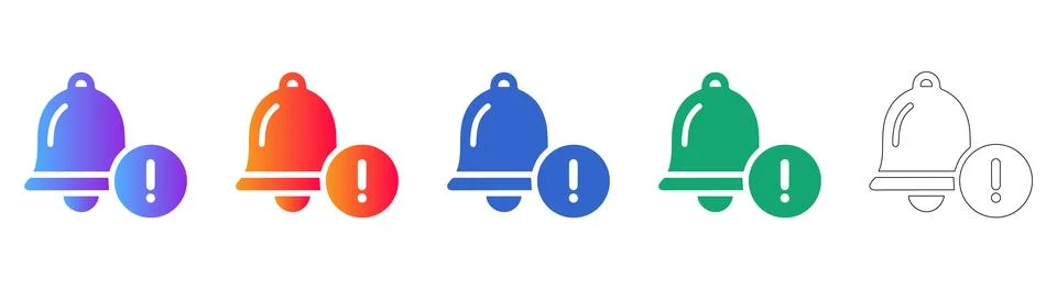 Important Notification and Alert Bell Icons Stock Illustration