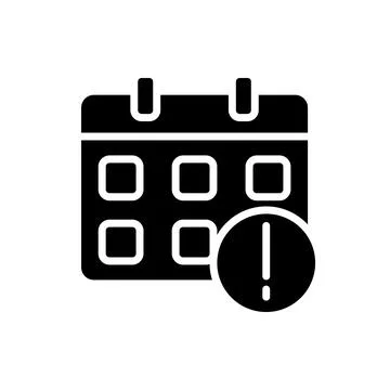 Important notification from calendar black glyph icon Illustrazione stock