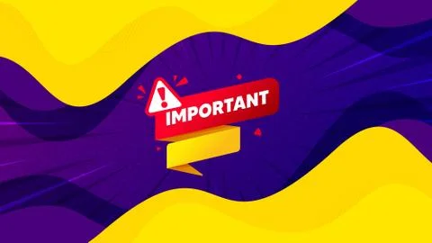 Important paper banner. Attention message tag. Vector Illustrazione stock