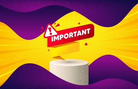 Important paper banner. Attention message tag. Vector Stock Illustration