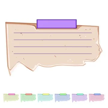 Important pinned torn paper notes cartoon vector graphic Illustrazione stock
