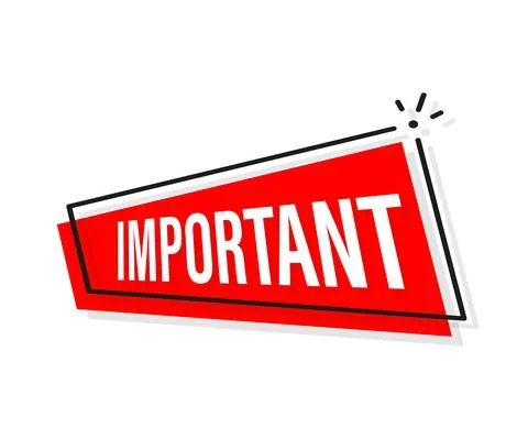 Important red banner in 3D style on white background. Vector illustration. Stockillustratie