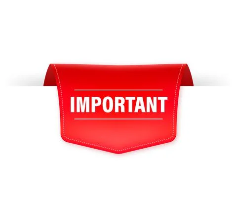 Important red banner in 3D style on white background. Vector illustration. 库存插图