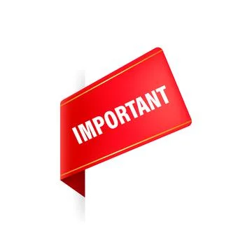 Important red banner in 3D style on white background. Vector illustration. Stockillustratie