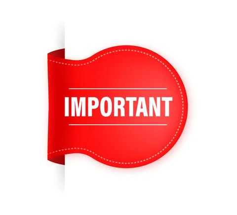 Important red banner in 3D style on white background. Vector illustration. Stock Illustration
