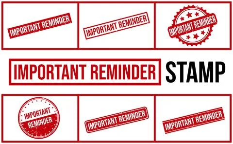 Important Reminder Rubber Stamp Set Vector Stock Illustration