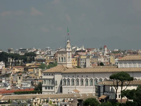 Important Roman palace with flag Stock Footage 74507375