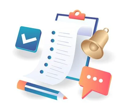 Important schedule reminder notes from smartphone app Stock Illustration