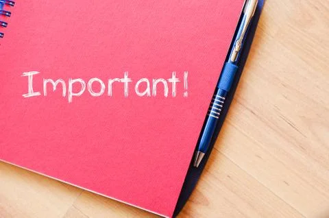 Important text concept on notebook Stock Photos