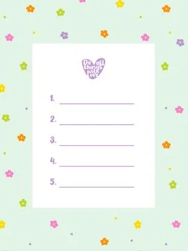 Important things note template. Printable Stock Illustration