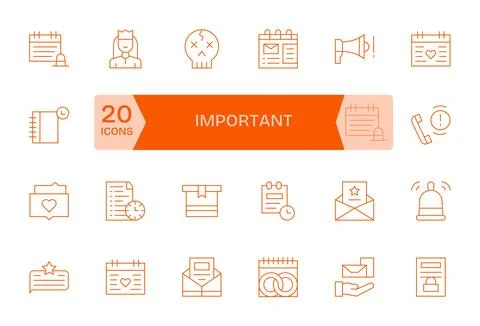 Important Vector Icon Collection with 24 High Resolution Thin Line Designs Stock Illustration