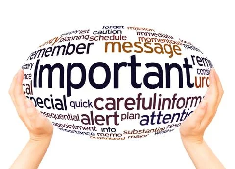 Important word cloud hand sphere concept Stock Photos