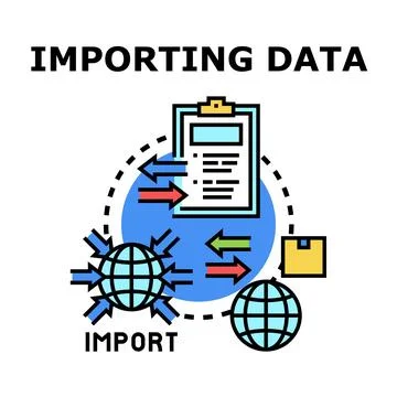 Importing data concept for global information exchange Stock Illustration
