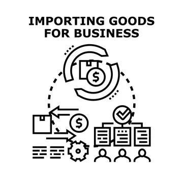 Importing goods for business process management icon Stock Illustration