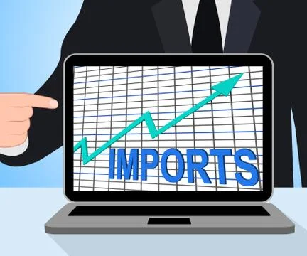 Imports graph chart displays increase purchase abroad Stock-Illustration