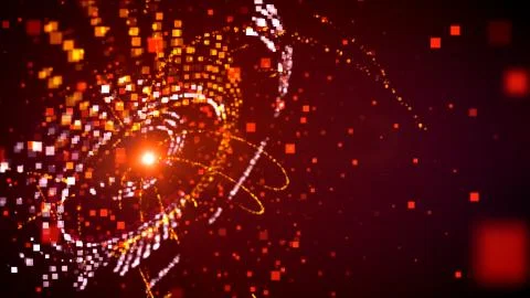 Imposing 3d illustration of a sphere with many shining orange circles inside  Stock Illustration