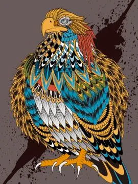 Imposing eagle coloring page Stock Illustration