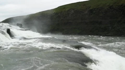The imposing Gulfoss waterfall in Iceland Stock Footage 310833004