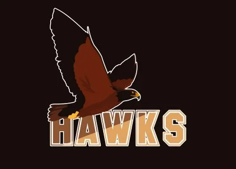 Imposing hawk bird flying with word Stock Illustration