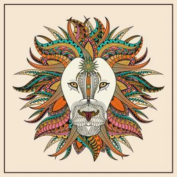 Imposing lion coloring page Stock Illustration