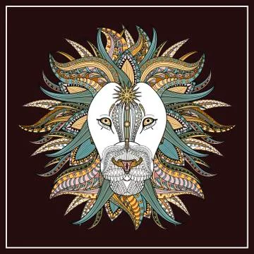 Imposing lion coloring page Stock Illustration