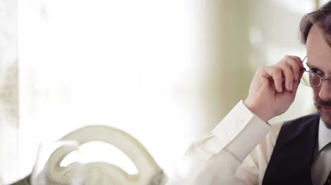 Imposing man in a suit and tie. Man, business, finance. Stock Footage 52322352