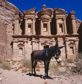 The imposing Monastery in Petra, Jordan Stock Photos