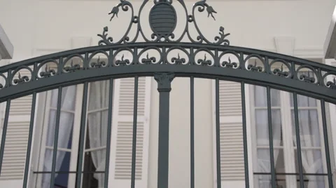 Imposing portal in front of a house Stock Footage 50375833
