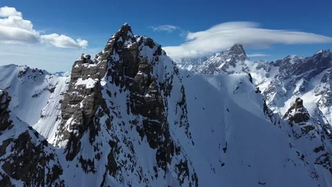 Imposing snow-capped mountain winter  Video stock 302178394