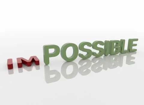 Impossible and Possible Words, 3D Motivation Concept Stock Illustration