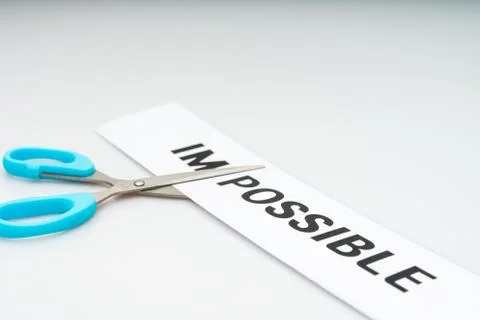 (Impossible) and scissors concept image Stock Photos