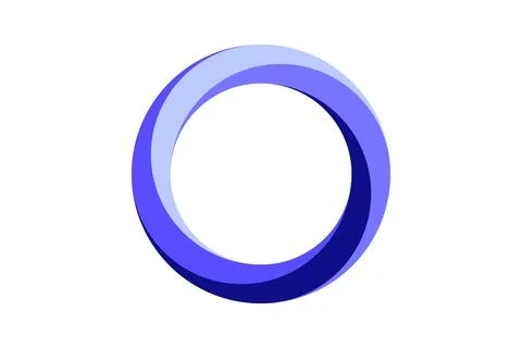 Impossible circle shape. Purple blue optical line symbol. Twisted mobius strip Illustrazione stock