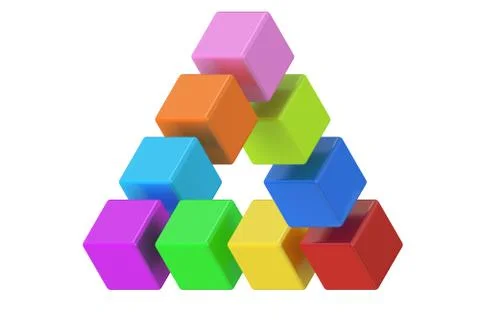 Impossible colored triangle optical illusion, 3D rendering Stock Illustration