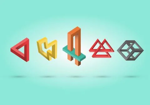 Impossible colorful shapes Stock Illustration