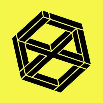 Impossible cube. Escher style. Line design. Impossible shapes. Optical illusion Stock Illustration