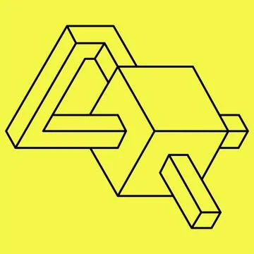 Impossible cube. Line design. Impossible shape. Optical illusion object. Op art Stock Illustration