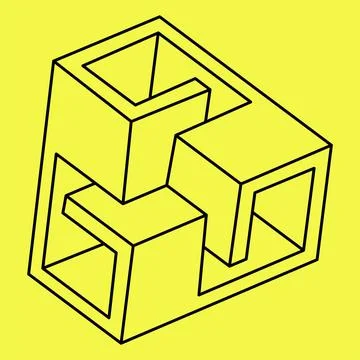Impossible cube. Line design. Impossible shapes. Optical illusion objects Stock Illustration