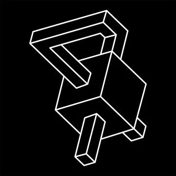 Impossible cube. Line design. Impossible shapes. Optical illusion object Stock Illustration