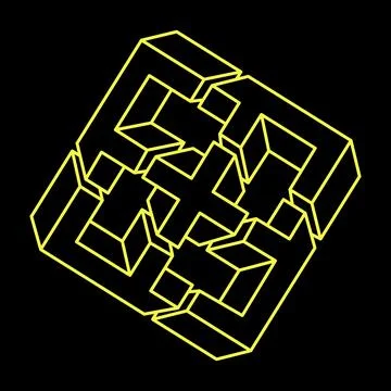 Impossible cube. Line design. Impossible shapes. Optical illusion objects Stock Illustration