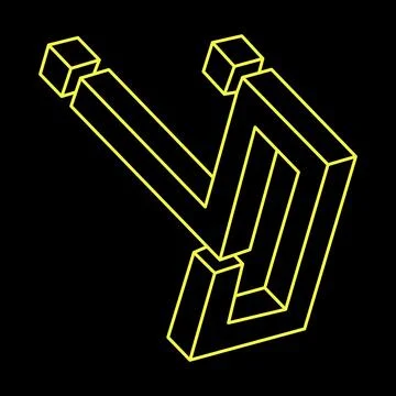 Impossible cube. Line design. Impossible shapes. Optical illusion objects Stock Illustration