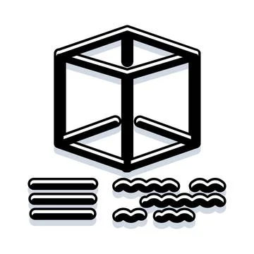 Impossible cube optical illusion with abstract elements イラスト素材