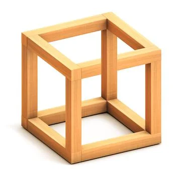 Impossible cube. Optical illusion. Impossible geometrical figure Stock Illustration