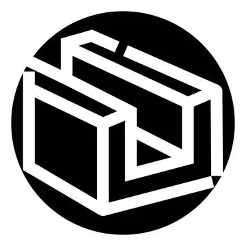 Impossible cube optical illusion minimalist geometric logo design イラスト素材