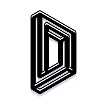 Impossible d letter optical illusion concept 库存插图