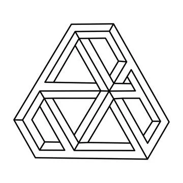 Impossible figure. Geometric object. Optical illusion shape. Op art. イラスト素材
