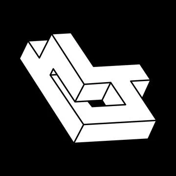 Impossible figure. Optical illusion shapes. Optical art. 3d illustration Stock Illustration