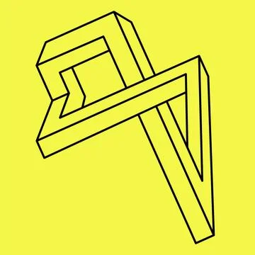 Impossible figure, optical illusion, vector. Stock Illustration