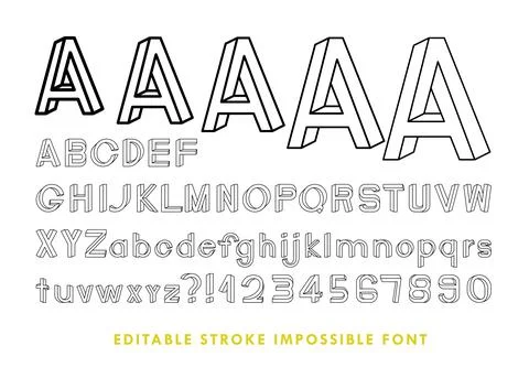Impossible font contains 64 characters with editable strokes, meaning the str Stock Illustration